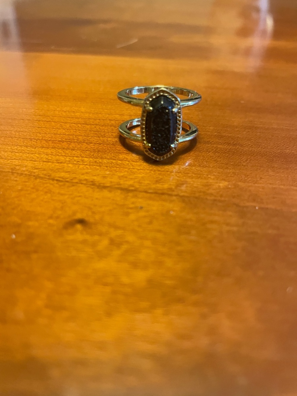 Kendra Scott Gold-Tone Ring with Black Drusy Center - Picture 2 of 5